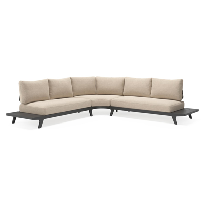 Bolzano loungehoek in zwart aluminium met rustic weather+ softtouch kussens