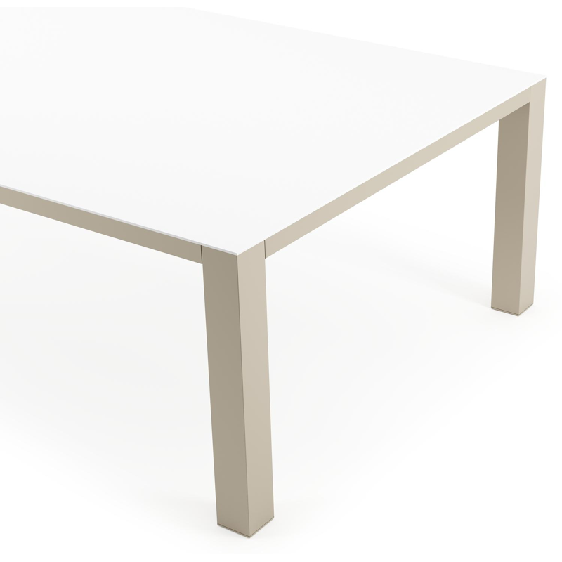 Nano XL tuintafel rechthoekig in beige aluminium en volkeramiek Arctic White - L 240 x B 148 x H 75 cm