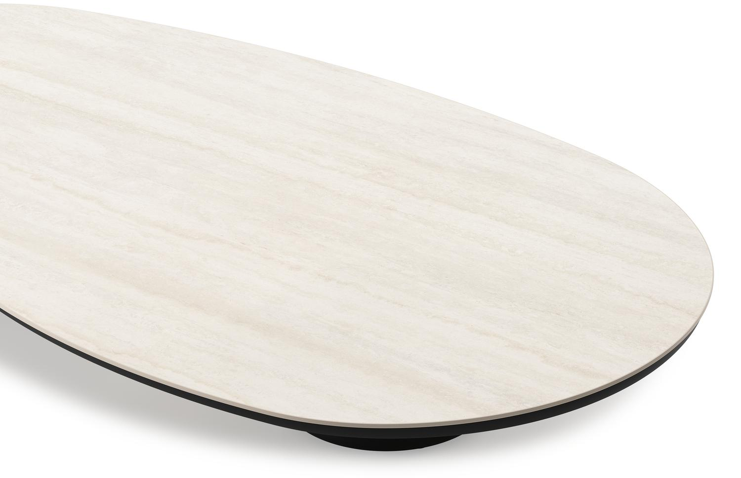 Amico loungetafel organisch in zwart aluminium en volkeramiek Travertino Bianco - L 170 x B 91 x H 25 cm