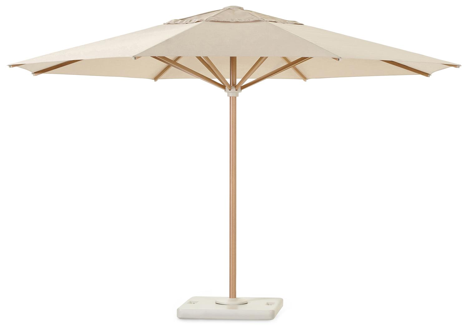 Solino staanparasol in  aluminium met beige all weather sunbrella® premium parasoldoek - Dia. 400 cm (met voet)