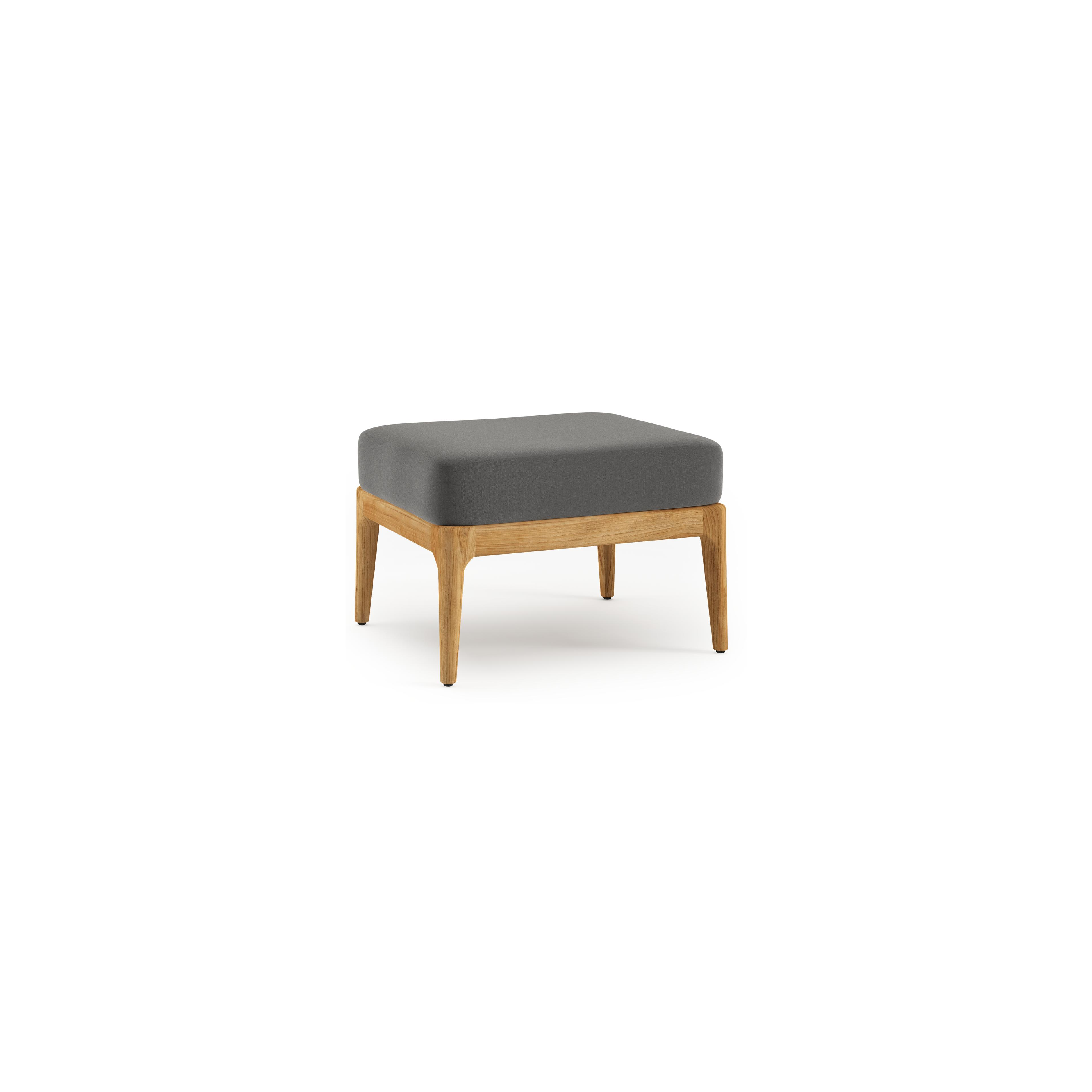 Pouf Orso en teck et coussins en all weather sunbrella® luxe Natte Charcoal Chine