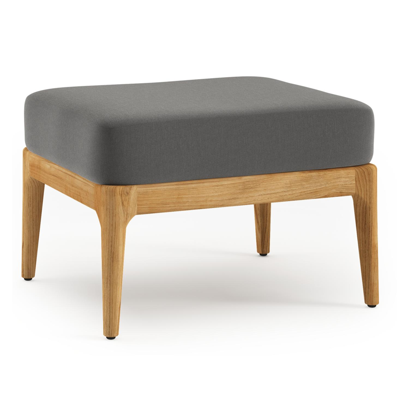 Orso poef in teak met Natte Charcoal Chine all weather sunbrella® luxe kussen