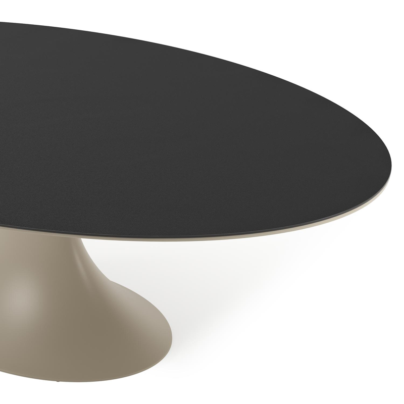 Fano tuintafel ovaal in beige aluminium en volkeramiek Nero Black - L 240 x B 135 x H 75 cm