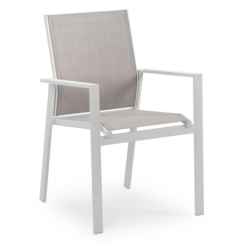 Alora tuinset in wit aluminium en grijs sintered stone met 8 Bahia tuinstoelen