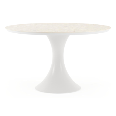 Fano tuintafel rond in wit aluminium en volkeramiek retrostone - Dia. 130 x H 75 cm