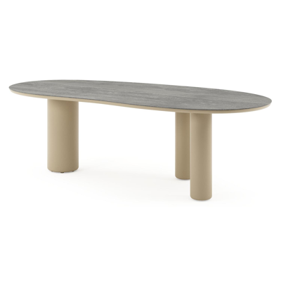 Amico tuintafel organisch in beige aluminium en volkeramiek Aspen Grey - L 240 x B 110 x H 73.5 cm
