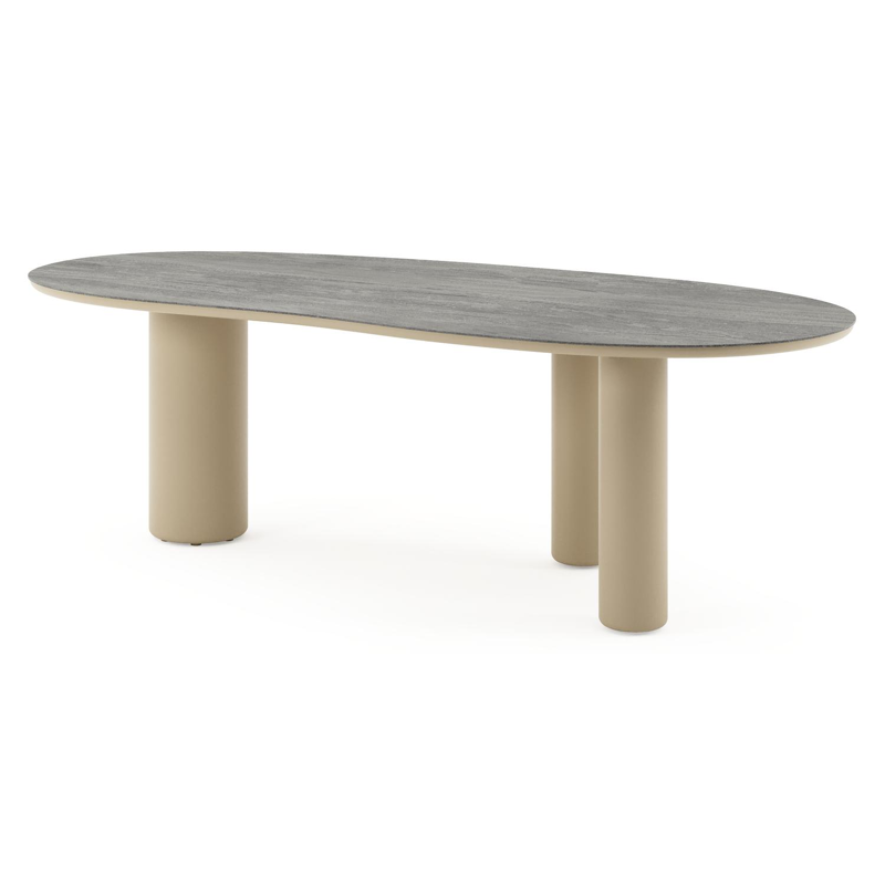 Amico tuintafel organisch in beige aluminium en volkeramiek Aspen Grey - L 240 x B 110 x H 73.5 cm
