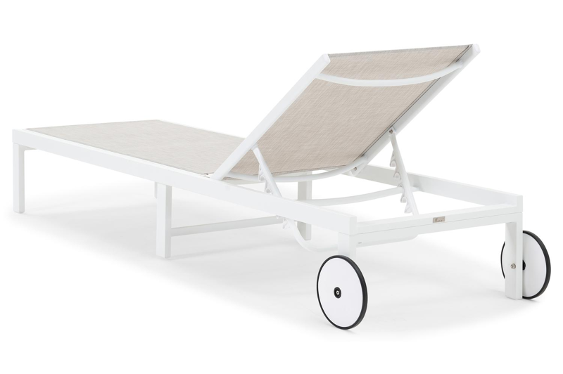 Set van 2 verstelbare Alba ligbedden in wit aluminium en grijs textileen