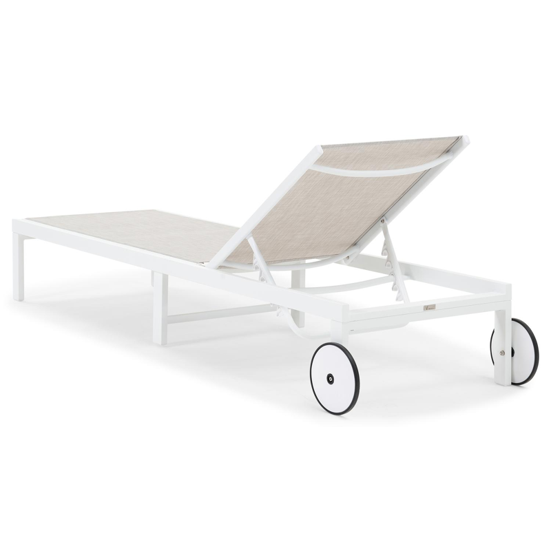 Alba verstelbaar ligbed in wit aluminium met grijs textileen