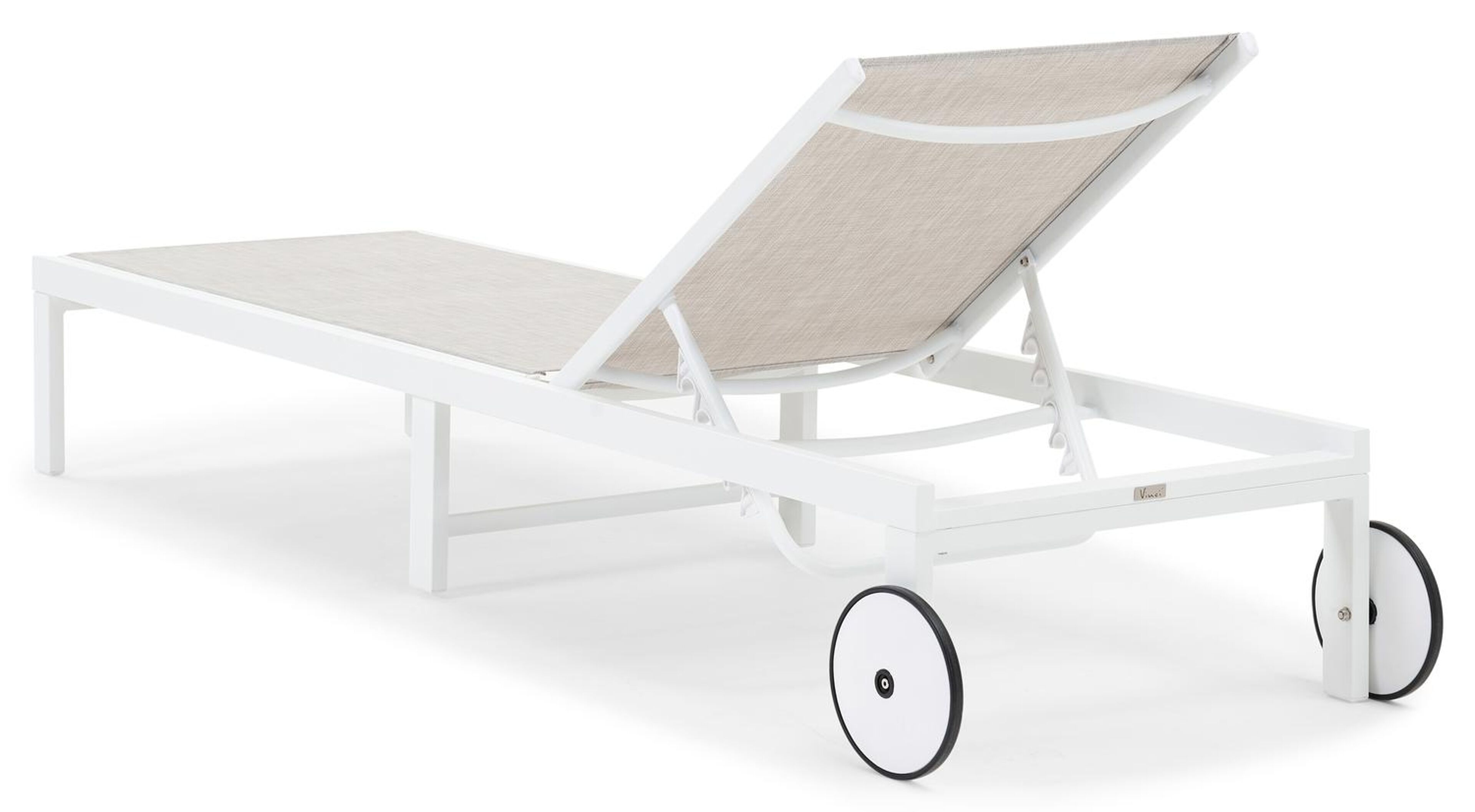 Chaise longue réglable Alba en aluminium blanc avec textilène gris