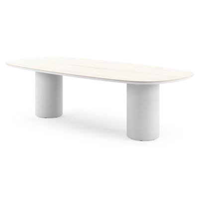 Amico tuintafel bombo in wit aluminium en volkeramiek Travertino Bianco - L 270 x B 125 x H 73.5 cm