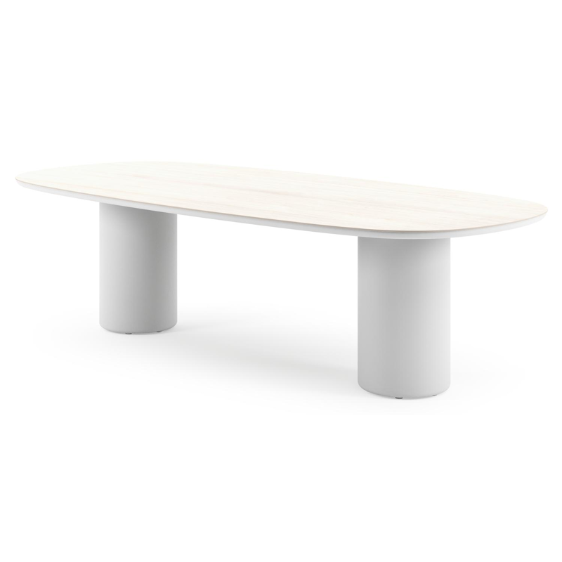 Amico tuintafel bombo in wit aluminium en volkeramiek Travertino Bianco - L 270 x B 125 x H 73.5 cm