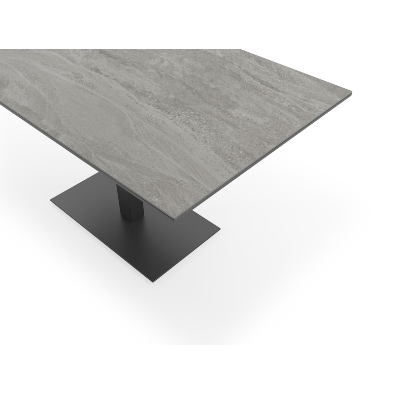 Piemonte tuintafel rechthoekig in zwart aluminium en volkeramiek aspen grey - L 140 x B 80 x H 73 cm