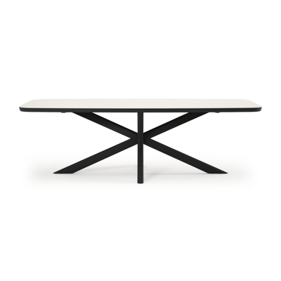 Pamplona tuintafel bootvorm in zwart aluminium en sintered stone Crema minerale - L 240 x B 110 x H 72 cm