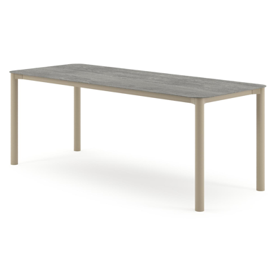 Orso tuintafel rechthoekig afgerond in beige aluminium en volkeramiek Aspen Grey - L 200 x B 80 x H 74.5 cm