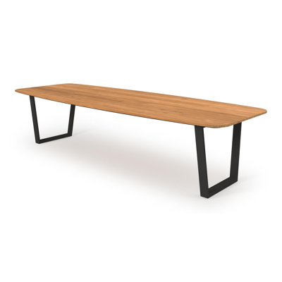 Pagino tuintafel in zwart aluminium en teak - L 340 x B 120 x H 75 cm