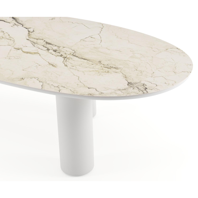 Amico tuintafel mango in wit aluminium en volkeramiek Colorado Dunes - L 320 x B 140 x H 73.5 cm