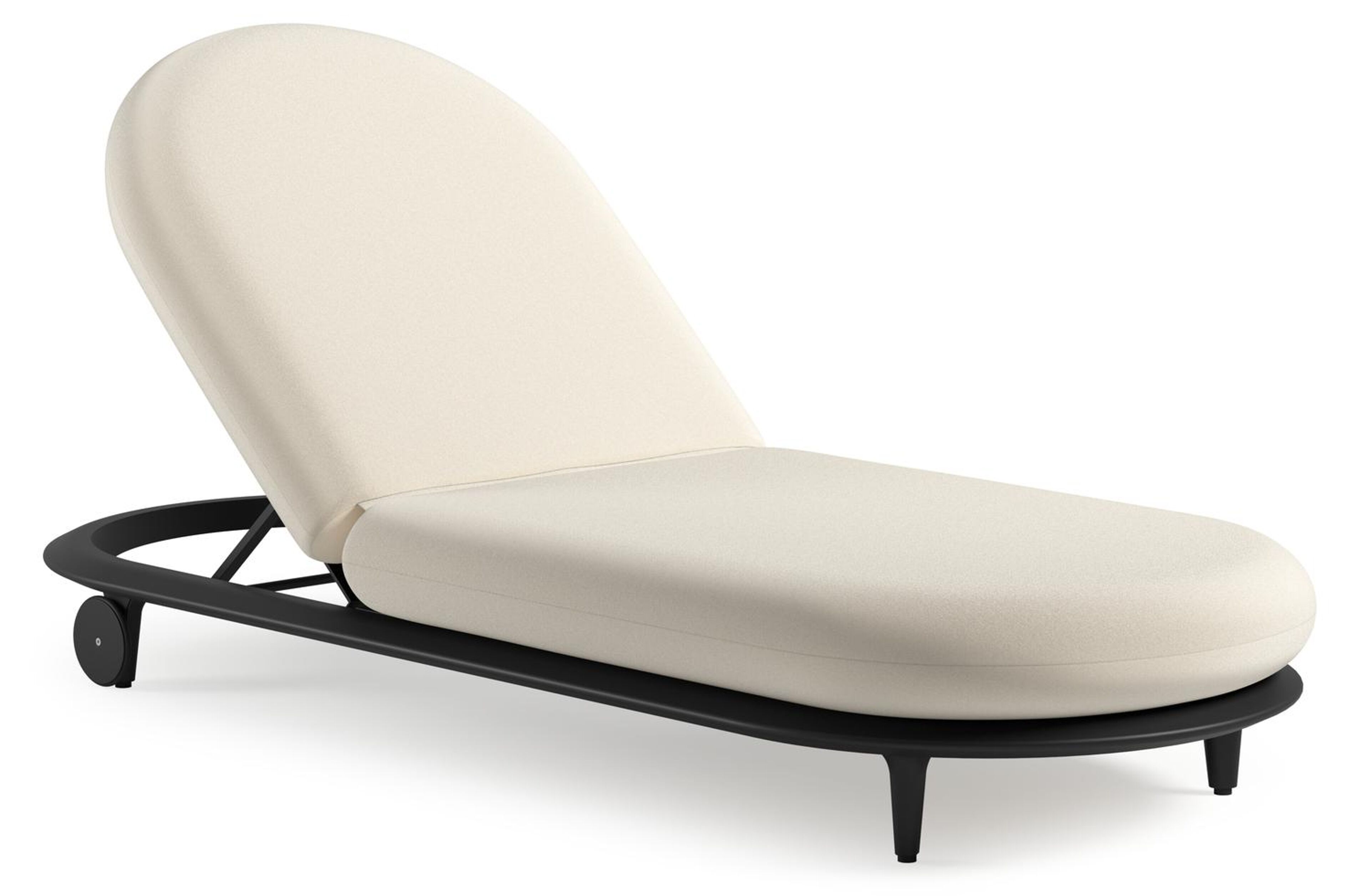 Bomero verstelbaar ligbed in zwart aluminium met natte white all weather sunbrella® luxe
