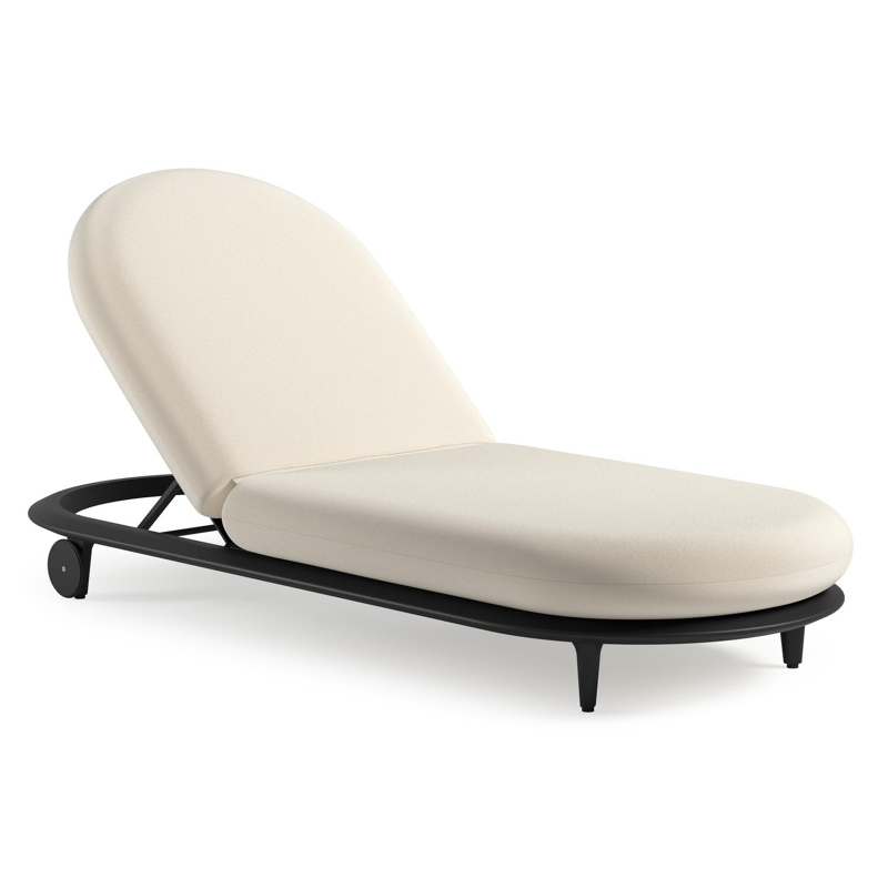 Bomero verstelbaar ligbed in zwart aluminium met natte white all weather sunbrella® luxe