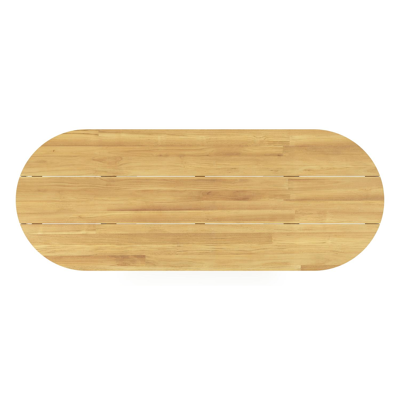 Table de bar Orso en aluminium blanc et teck - Lg 260 x Larg. 100 x H 75,5 cm