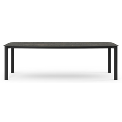 Orso tuintafel bootvorm in zwart aluminium en volkeramiek black obsession - L 255 x B 115 x H 75 cm