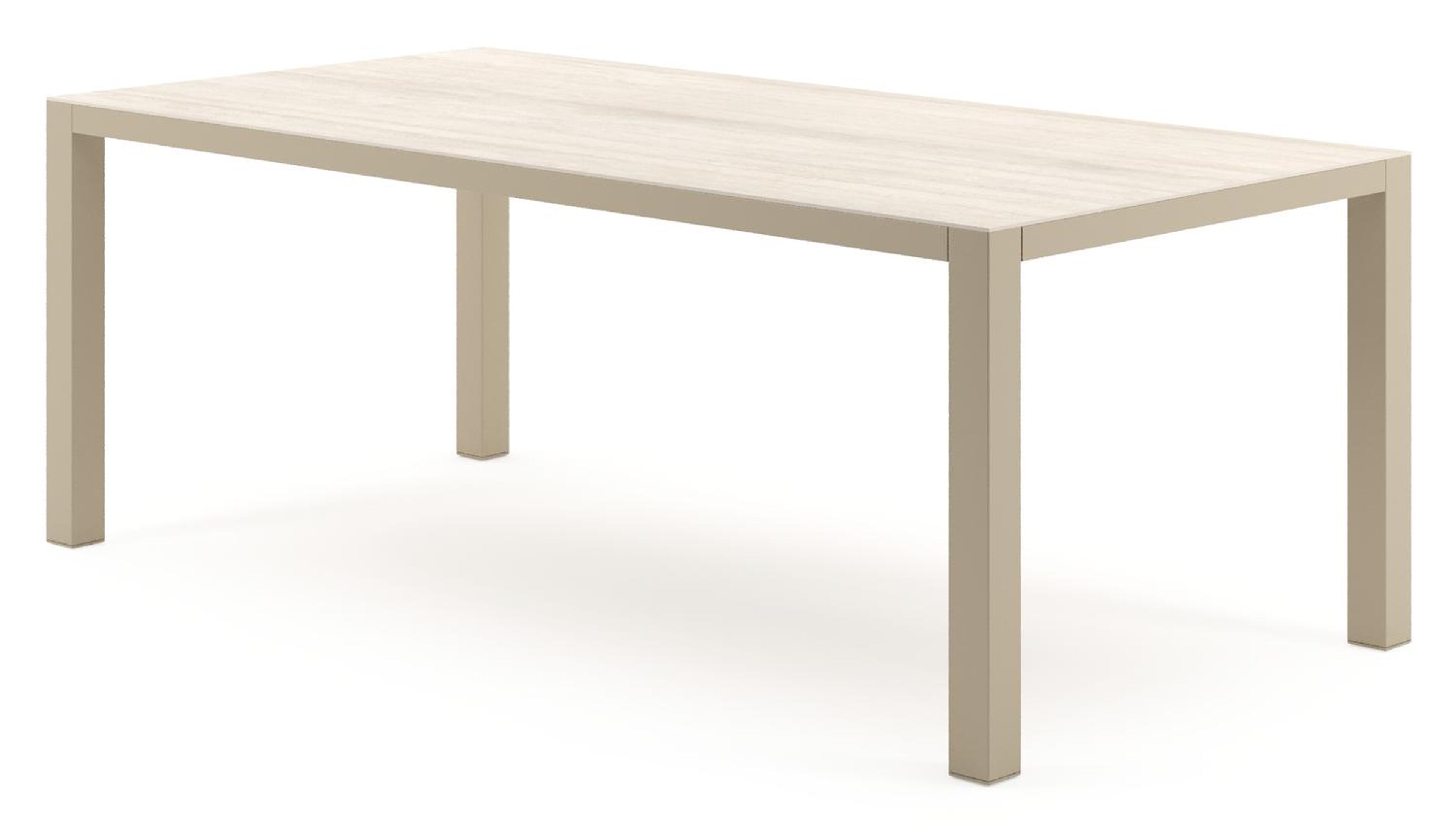 Como tuintafel rechthoekig in beige aluminium en volkeramiek Travertino Bianco - L 200 x B 100 x H 75 cm