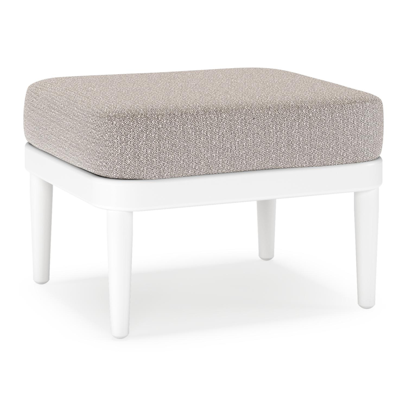 Pouf Orso en aluminium blanc et coussins en all weather sunbrella® luxe Wander Granite