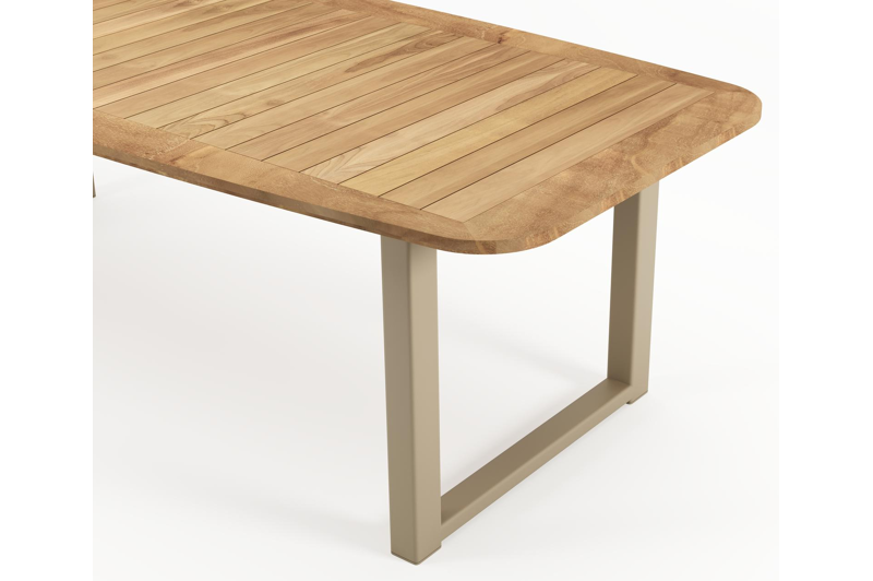 Livo tuintafel bootvorm in beige aluminium en teak - L 250 x B 110 x H 73 cm