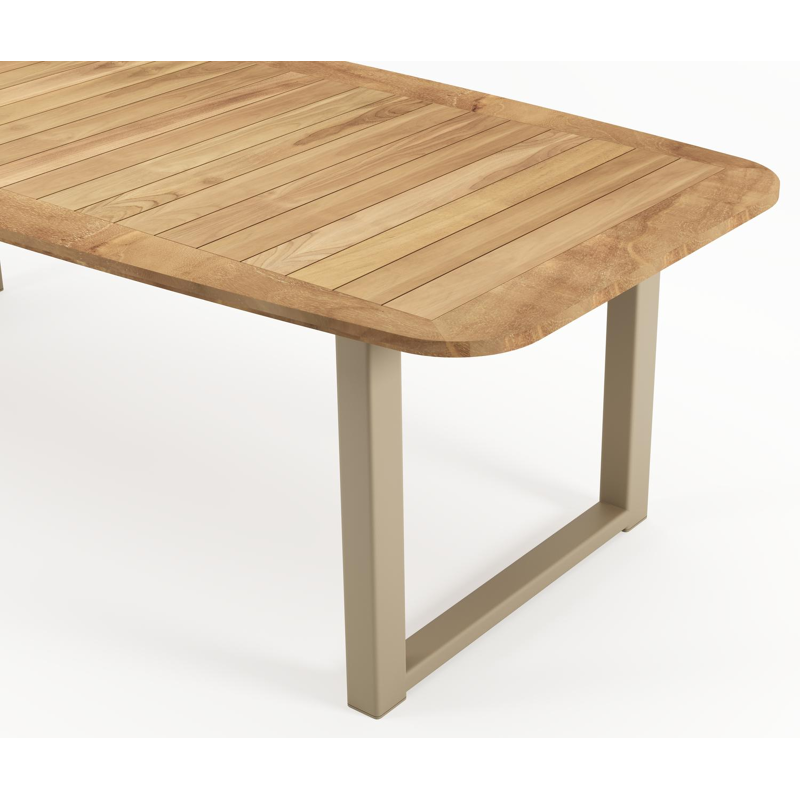 Livo tuintafel bootvorm in beige aluminium en teak - L 250 x B 110 x H 73 cm