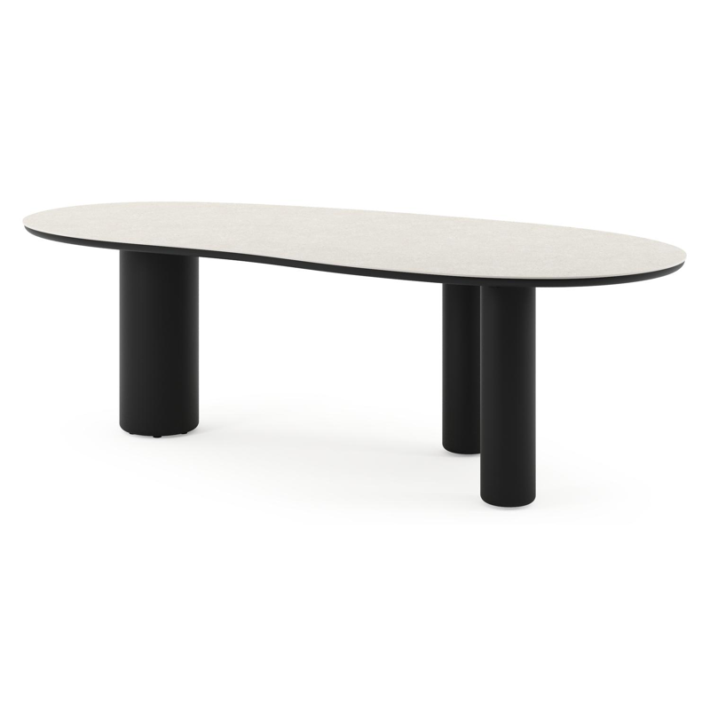 Table de jardin Amico organique en aluminium noir et céramique pleine Shilin - Lg. 240 x Lrg. 110 x Haut. 73.5 cm