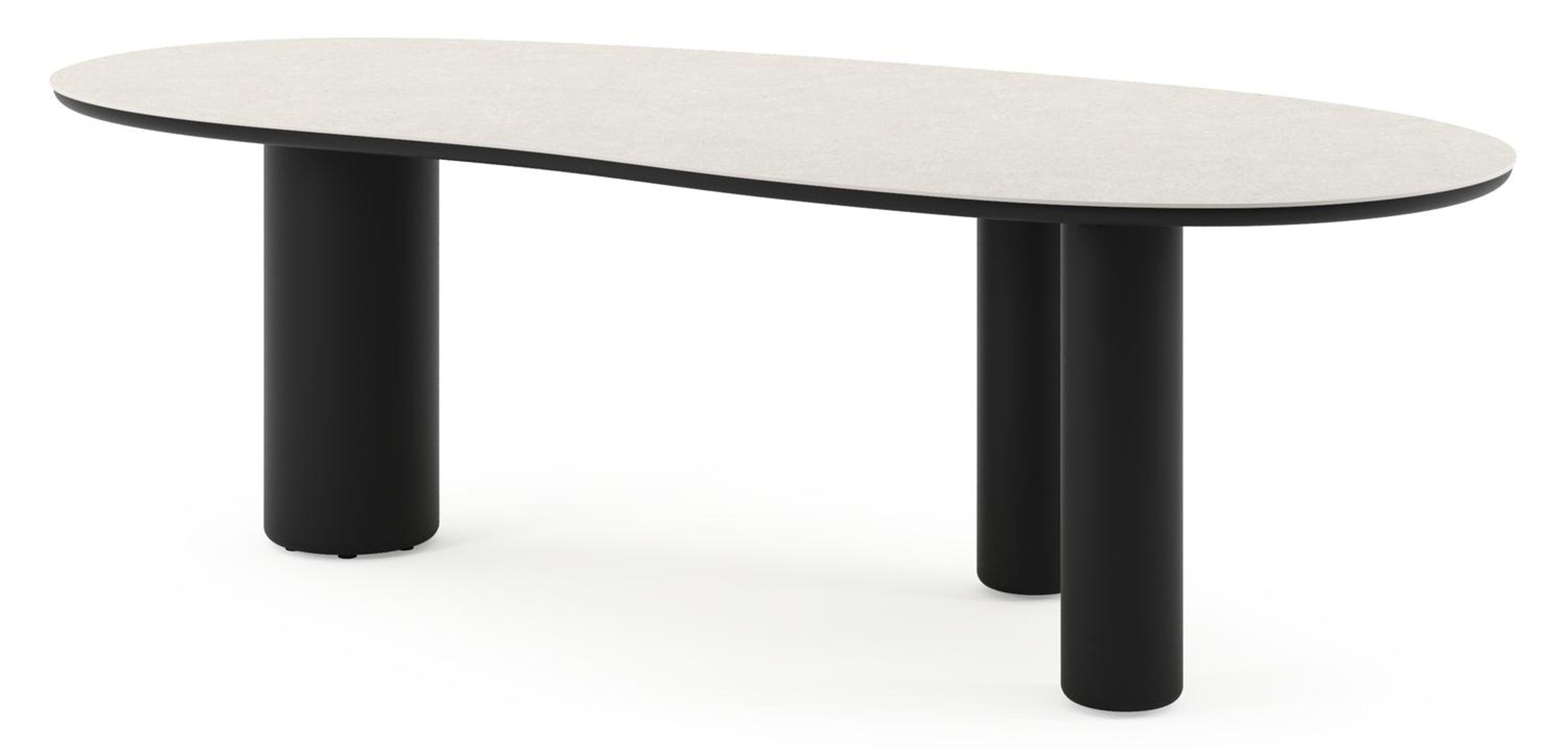 Amico tuintafel organisch in zwart aluminium en volkeramiek Shilin - L 240 x B 110 x H 73.5 cm