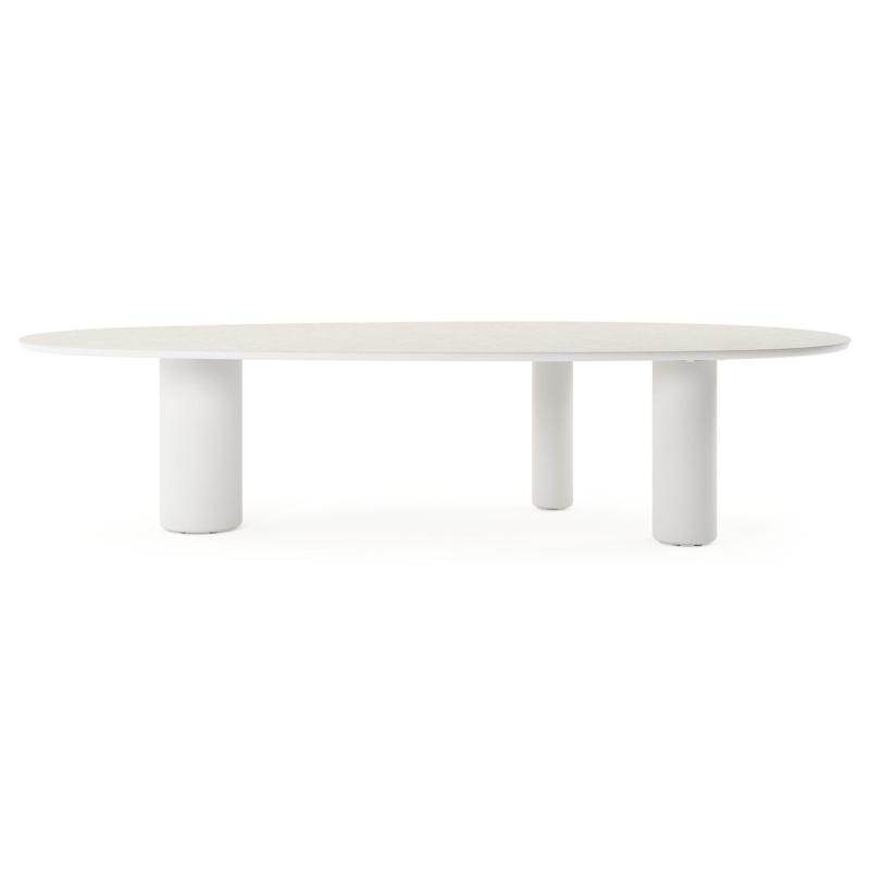 Amico tuintafel mango in wit aluminium en volkeramiek Shilin - L 320 x B 140 x H 73.5 cm