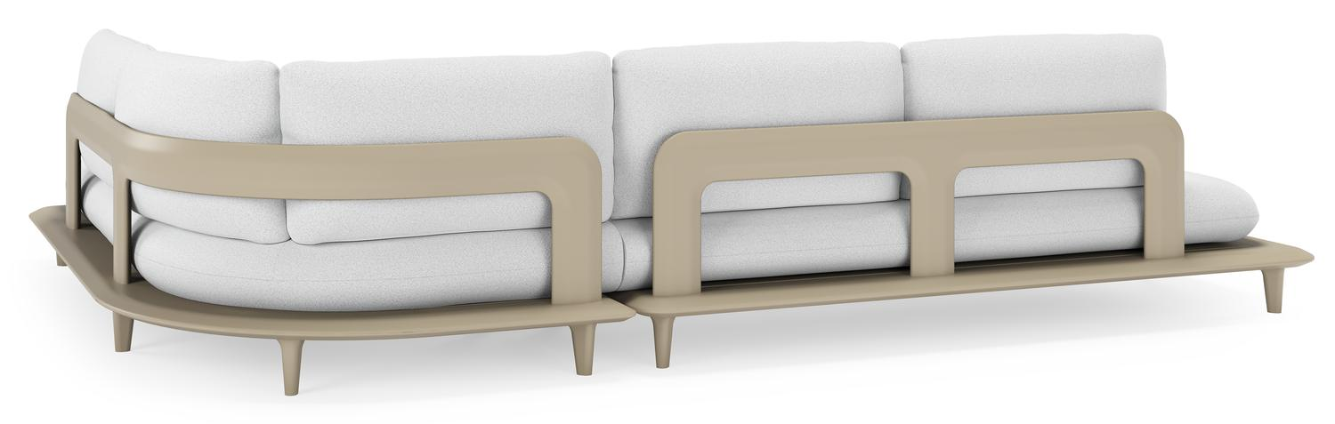 Bomero loungehoek in beige aluminium met ego birch all weather solica kussen