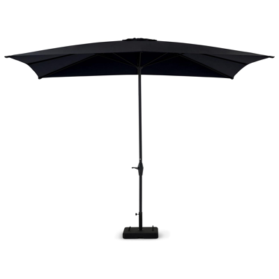 Viola staanparasol in zwart aluminium met zwart weather+ softtouch parasoldoek - L1 300 x L2 400 cm (met voet)