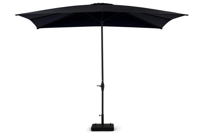 Viola staanparasol in zwart aluminium met zwart weather+ softtouch parasoldoek - L1 300 x L2 400 cm (met voet)