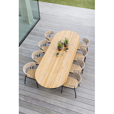 Donato tuintafel in zwart aluminium en teak - L 300 x B 110 x H 75,5 cm