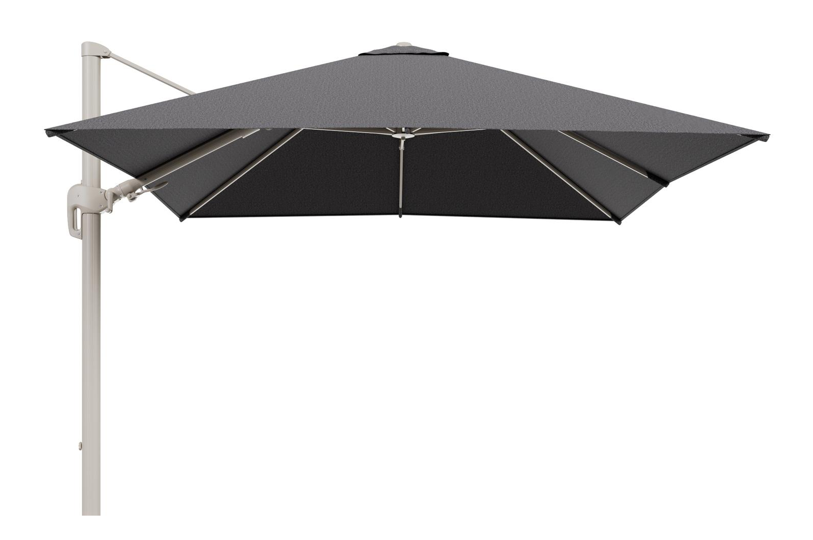 Parasol pendant Rufina avec fonction tilt en aluminium beige et toile de parasol en All Weather Solica Firenze Tunder  - Lg.1 300 x Lg.2 300 cm (sans pied de parasol