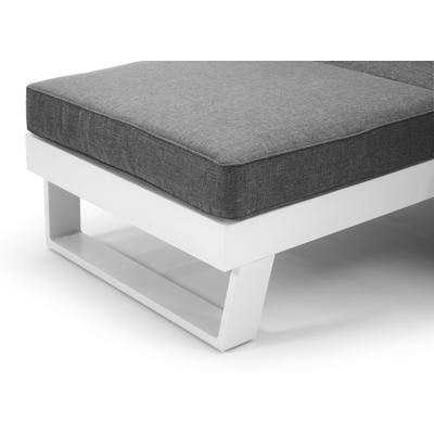 Alora loungehoek in wit aluminium met grijs polyester kussens en loungetafel