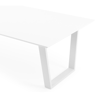 Table de jardin Pagino en aluminium blanc et céramique pleine arctic white - Lg 280 x Larg. 110 x H 74,5 cm