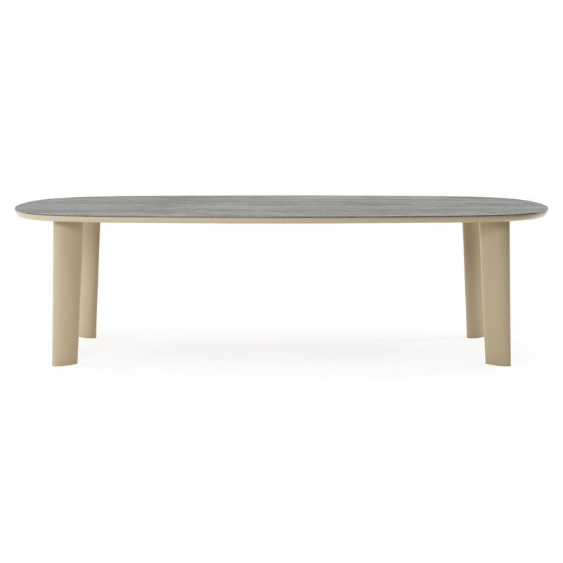 Amico tuintafel bombo in beige aluminium en volkeramiek Aspen Grey - L 270 x B 125 x H 73.5 cm