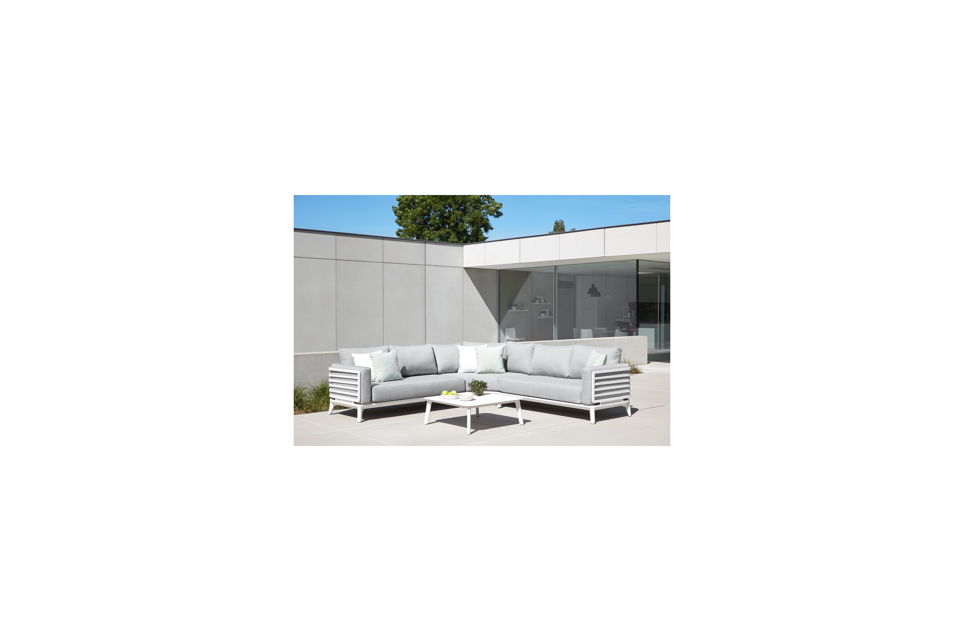 Mosa loungetafel in wit aluminium - L 85 x B 85 x H 30 cm