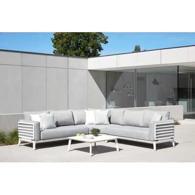 Table basse Mosa en aluminium blanc - Lg 85 x larg. 85 x H 30 cm