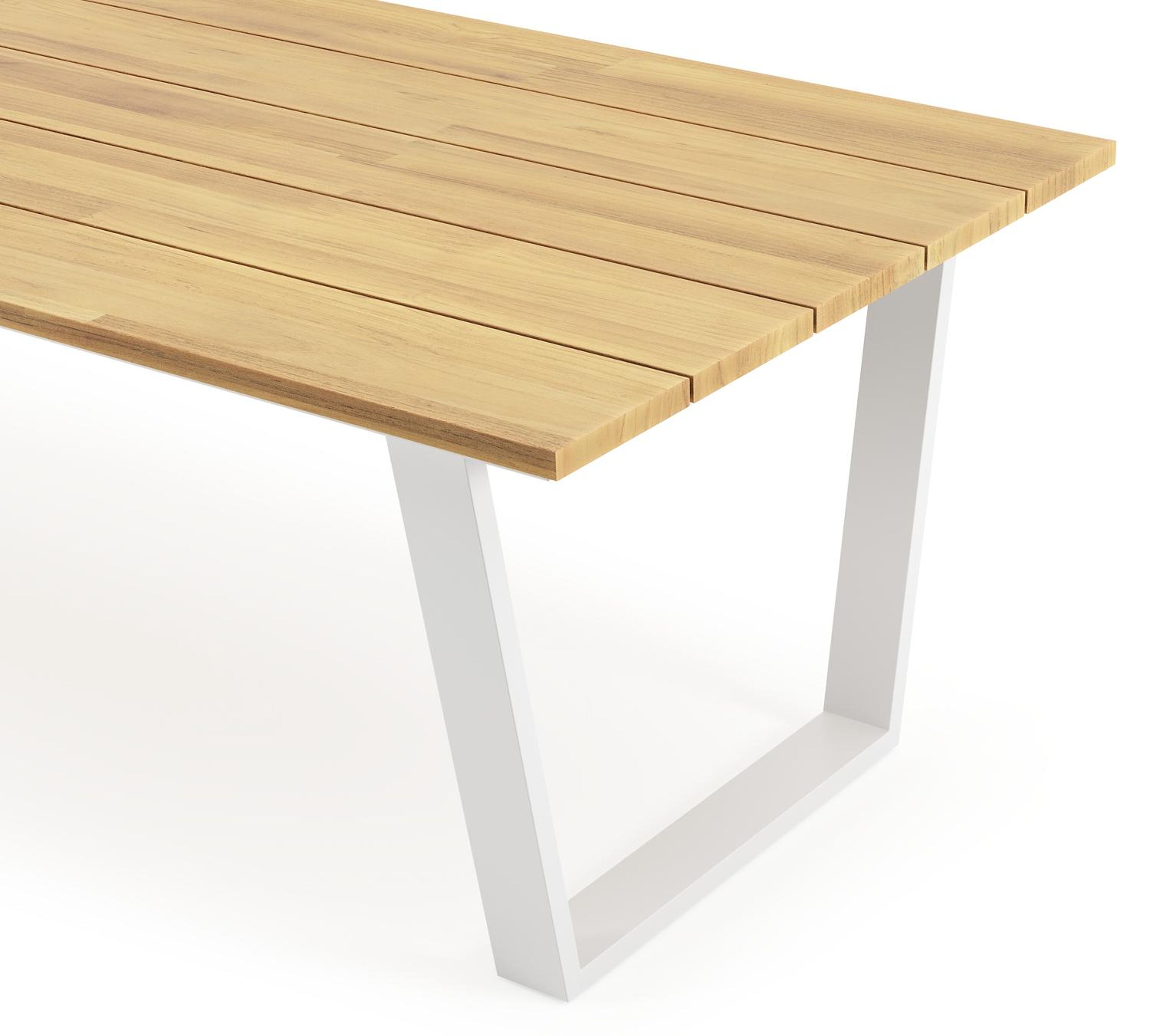 Table de jardin Pagino rectangulaire en aluminium blanc et teck - Lg, 280 x Lrg, 110 x Haut, 73,5 cm
