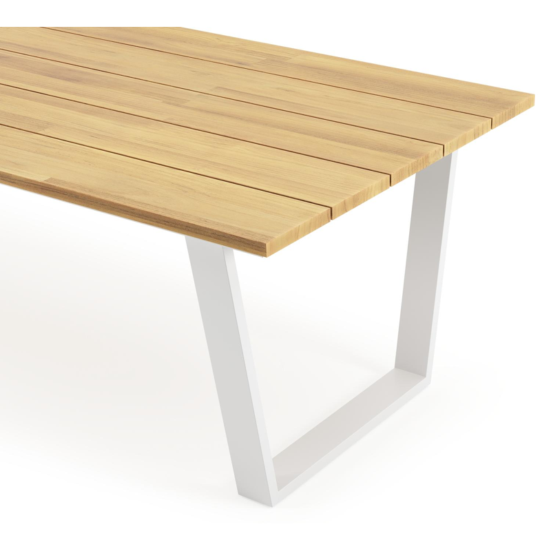 Pagino tuintafel rechthoekig in wit aluminium en teak - L 280 x B 110 x H 73,5 cm