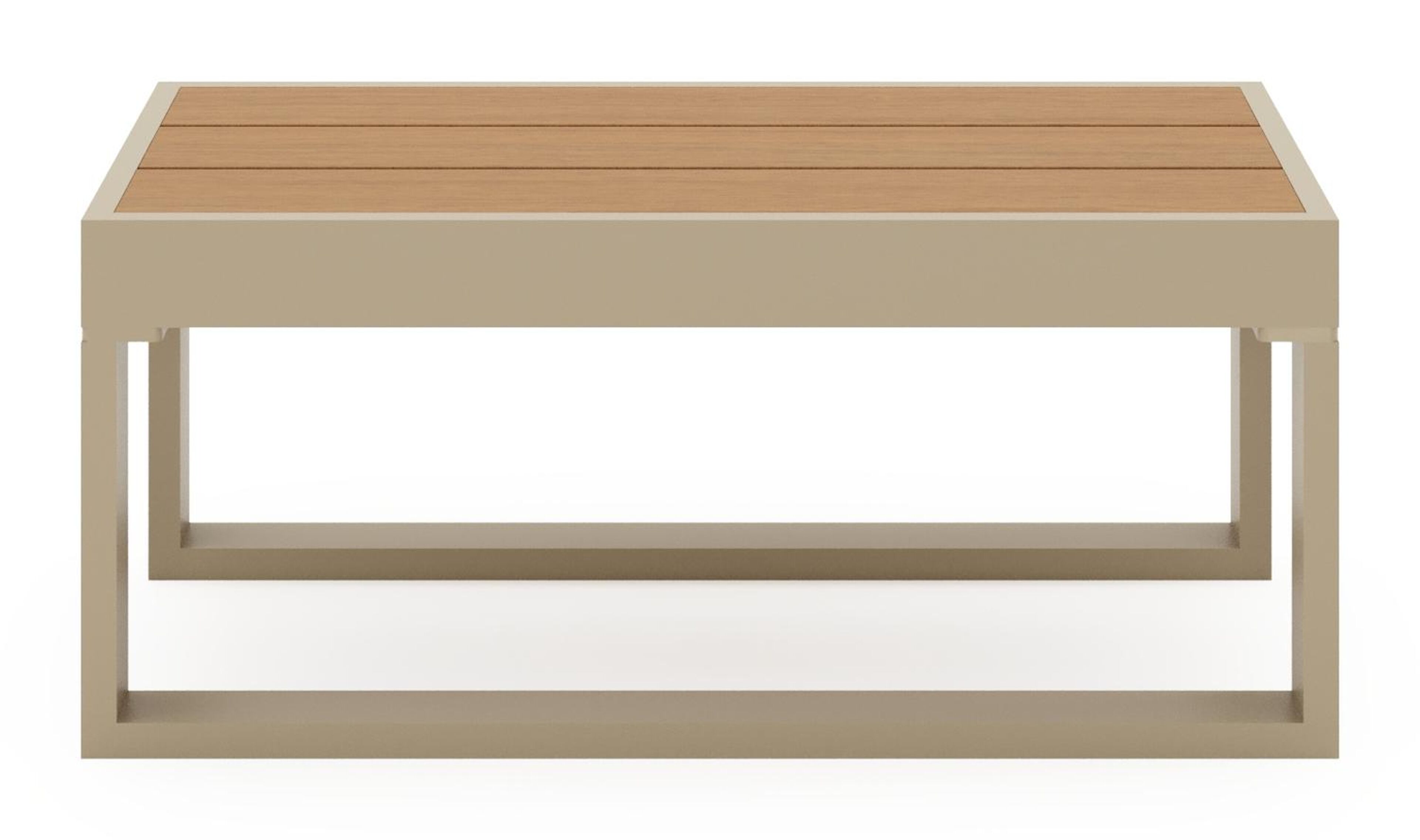 Table d’appoint Caldela en aluminium beige et polywood - Lg. 70 x Lrg. 34 x Haut. 31 cm