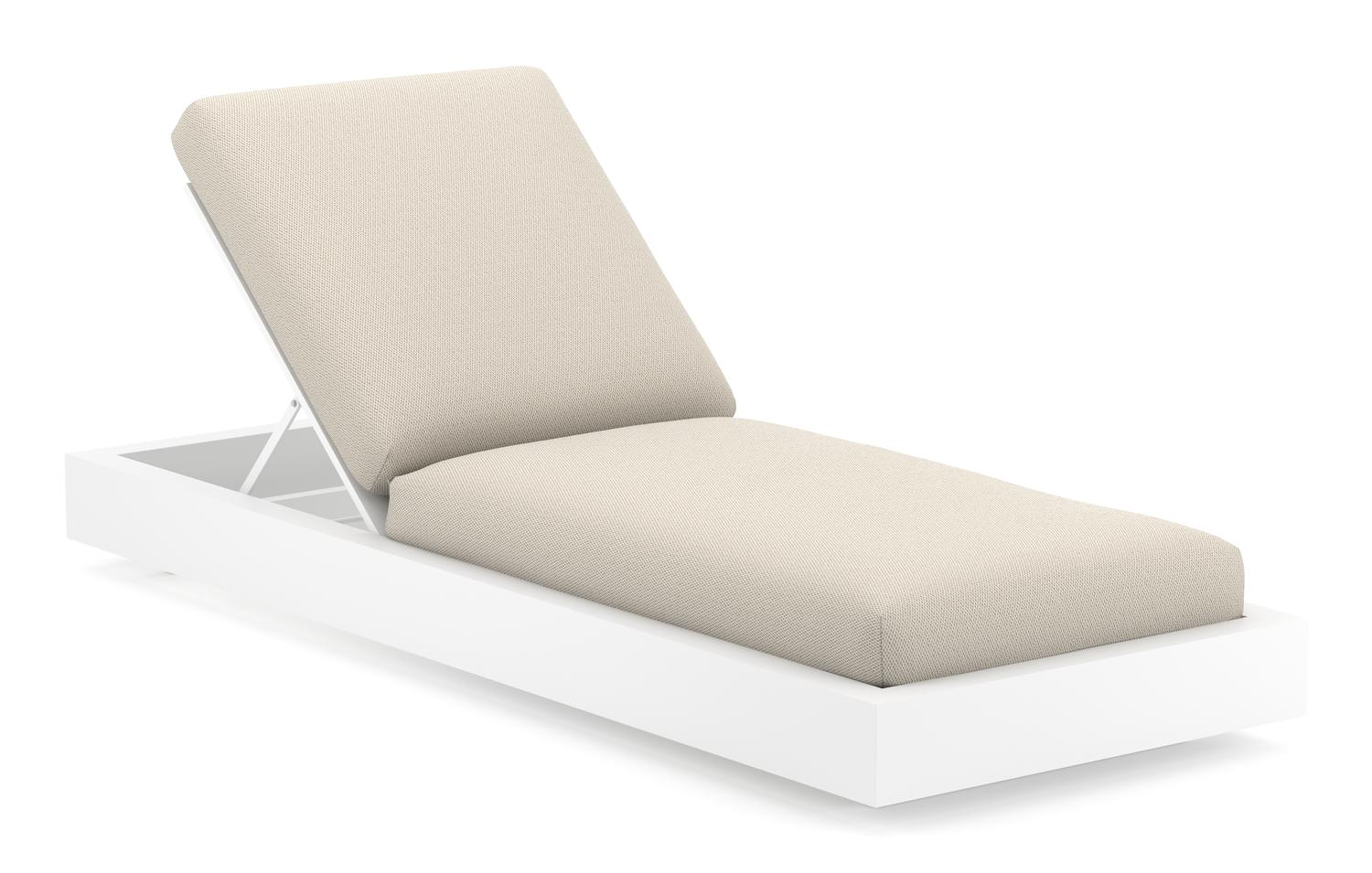 Como verstelbaar ligbed in wit aluminium met lopi marble all weather sunbrella® luxe kussen