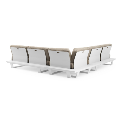 Pagino loungehoek in wit aluminium met bora jungle all weather cosytica kussen