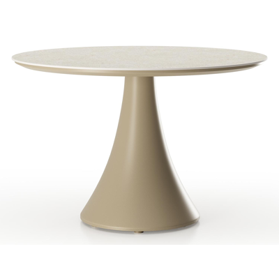 Fano low dining loungetafel rond in beige aluminium en volkeramiek Shilin - Dia. 85 x H 55 cm