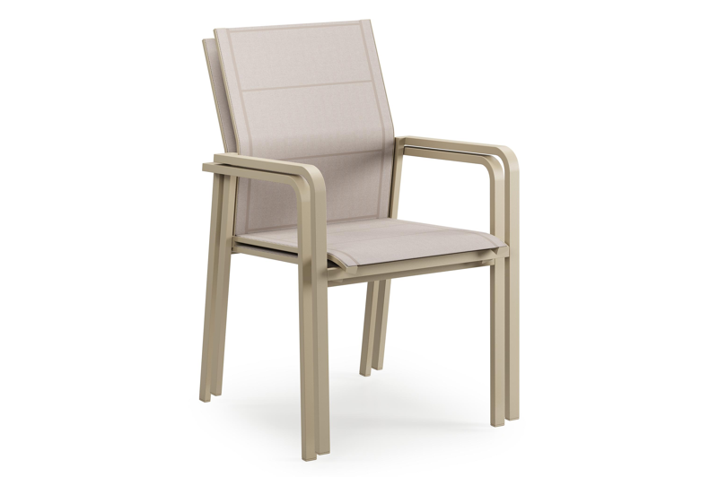 Como stapelbare tuinstoel in beige aluminium en beige single textilene