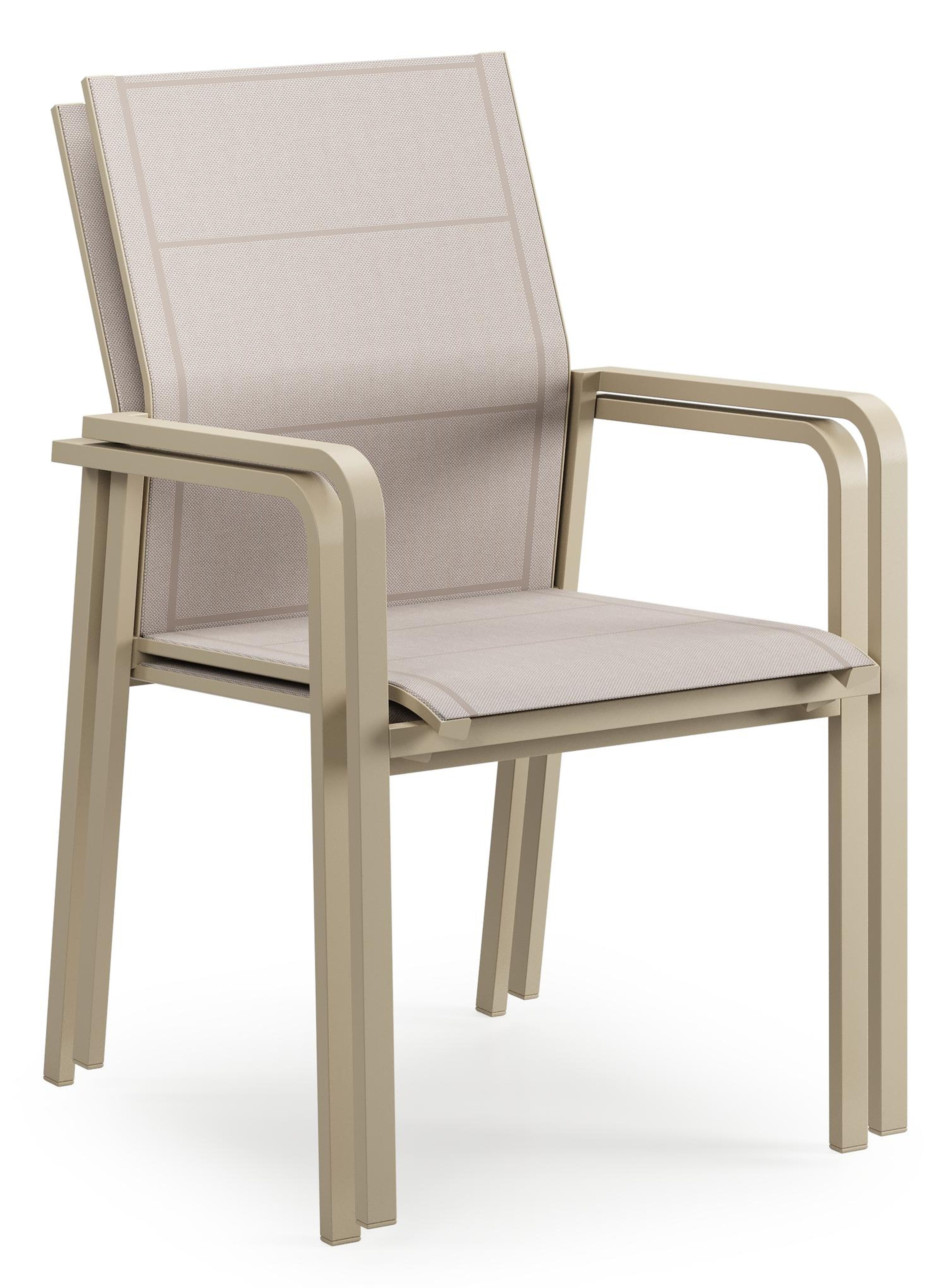 Como stapelbare tuinstoel in beige aluminium en beige single textilene